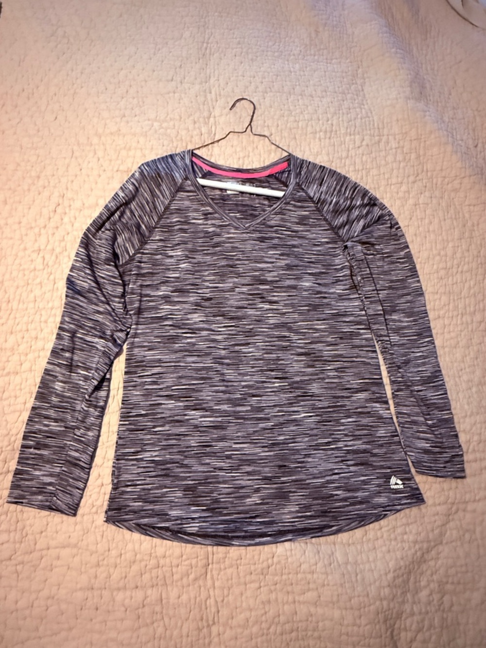 RBX Gray Heathered Performance Top with Pink Trim